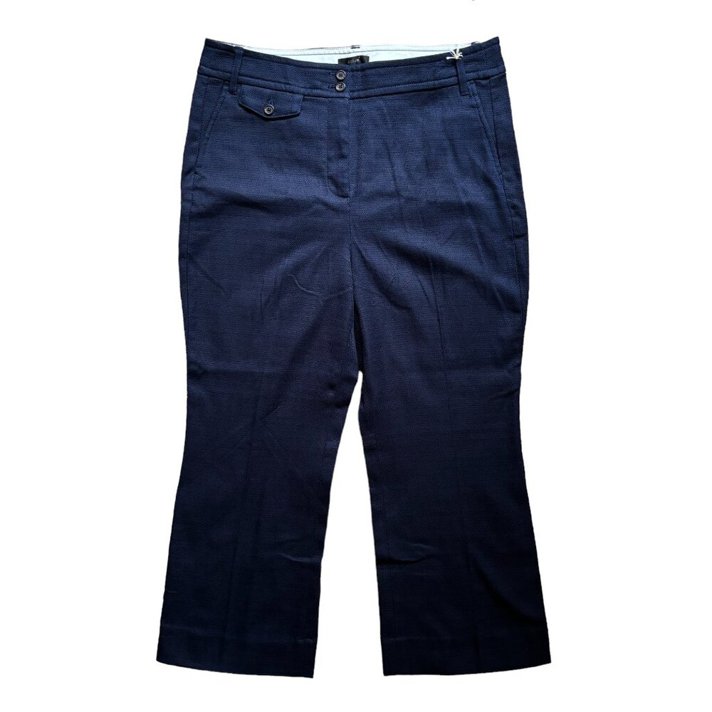 NWT J.CREW High Waisted Kick Out Crop Pants in Navy Blue